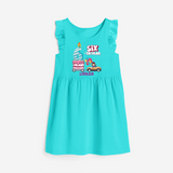 Six-tacular 6th Birthday – Personalized Name Frock for Girls - LIGHT BLUE - 0 - 6 Months Old (Chest 18")