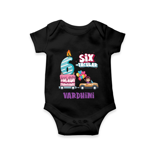 Monthly Milestone Baby Bodysuit -6th Month | Personalized Print | Cute & Comfortable - BLACK - New Born (Chest 14")