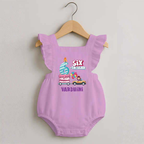 Monthly Milestone Baby Romper Frock -6th Month | Personalized Print | Cute & Comfortable - BABY PINK - 0 - 3 Months Old (Chest 19")