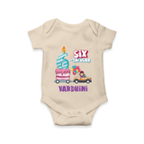 Monthly Milestone Baby Bodysuit -6th Month | Personalized Print | Cute & Comfortable - IVORY - New Born (Chest 14")