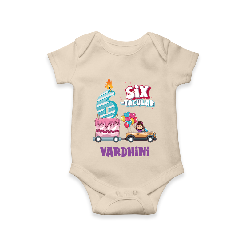 Monthly Milestone Baby Bodysuit -6th Month | Personalized Print | Cute & Comfortable - IVORY - New Born (Chest 14")