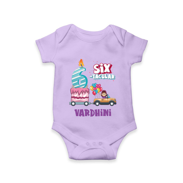 Monthly Milestone Baby Bodysuit -6th Month | Personalized Print | Cute & Comfortable - LILAC - New Born (Chest 14")