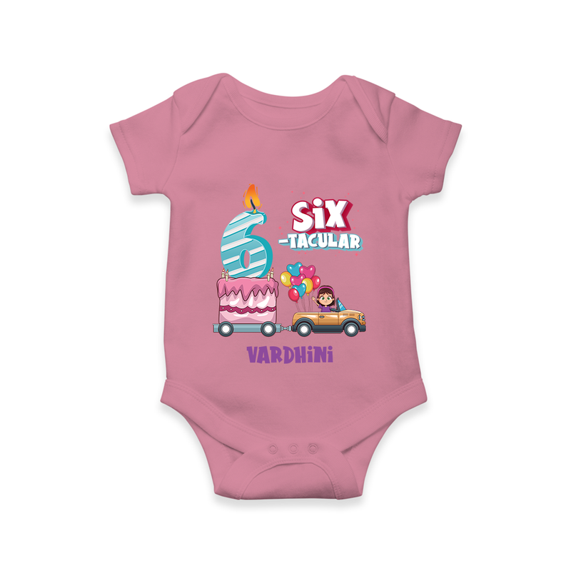 Celebrate Your Precious OneÕs 6th Month With "SIX-TACULAR" - Personalized Romper For Babies With Name - ONION - 0 - 3 Months Old (Chest 16")