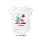 Celebrate Your Precious OneÕs 6th Month With "SIX-TACULAR" - Personalized Romper For Babies With Name - WHITE - 0 - 3 Months Old (Chest 16")