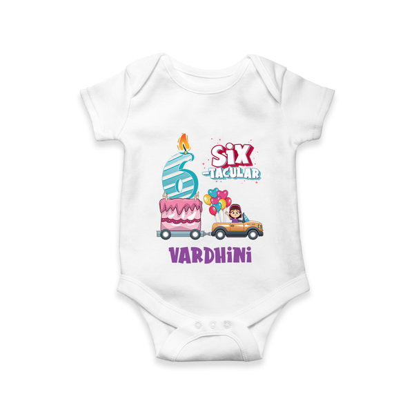 Monthly Milestone Baby Bodysuit -6th Month | Personalized Print | Cute & Comfortable - WHITE - New Born (Chest 14")