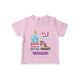 Monthly Milestone Baby T-Shirt -6th Month | Personalized Print | Cute & Comfortable - BABY PINK - 0-5 Months Old (Chest 17")