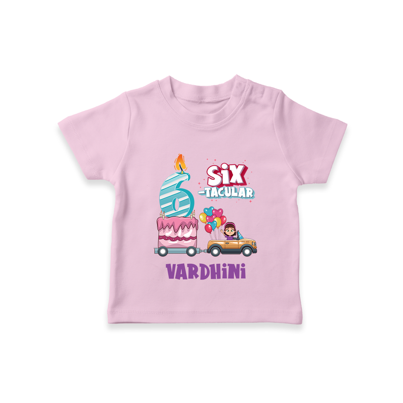 Monthly Milestone Baby T-Shirt -6th Month | Personalized Print | Cute & Comfortable - BABY PINK - 0-5 Months Old (Chest 17")