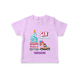 Celebrate Your Kids 6th Year Birthday With "SIX-TACULAR" - Personalized Birthday T-Shirts with Customized Name For Girls - LILAC - 0-5 Months Old (Chest 17")