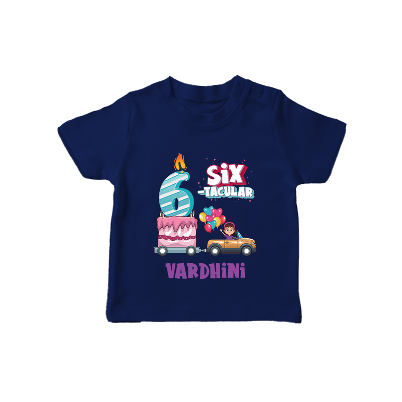 Monthly Milestone Baby T-Shirt -6th Month | Personalized Print | Cute & Comfortable - NAVY BLUE - 0-5 Months Old (Chest 17")