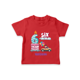 Celebrate Your Kids 6th Year Birthday With "SIX-TACULAR" - Personalized Birthday T-Shirts with Customized Name For Girls - RED - 0-5 Months Old (Chest 17")