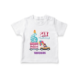 Celebrate Your Kids 6th Year Birthday With "SIX-TACULAR" - Personalized Birthday T-Shirts with Customized Name For Girls - WHITE - 0-5 Months Old (Chest 17")