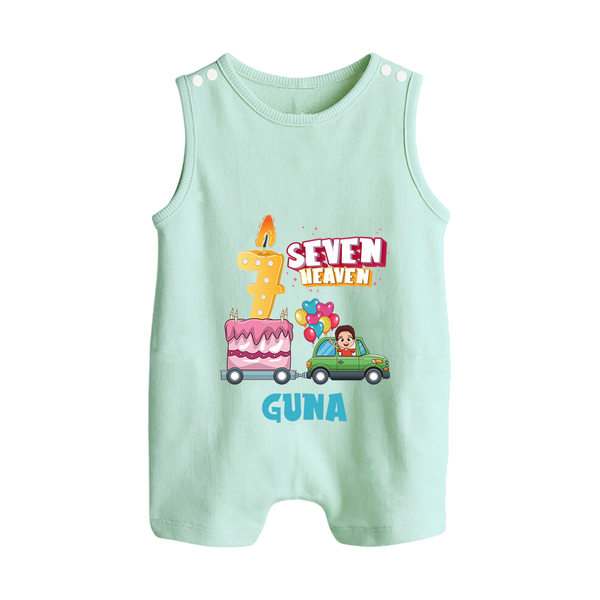 Celebrate 7 Month with Custom Romper Suit/ Sleeveless Romper | Personalized Newborn Outfit | Soft Cotton Comfort - MINT GREEN - 0 - 5 Months Old (Chest 18")
