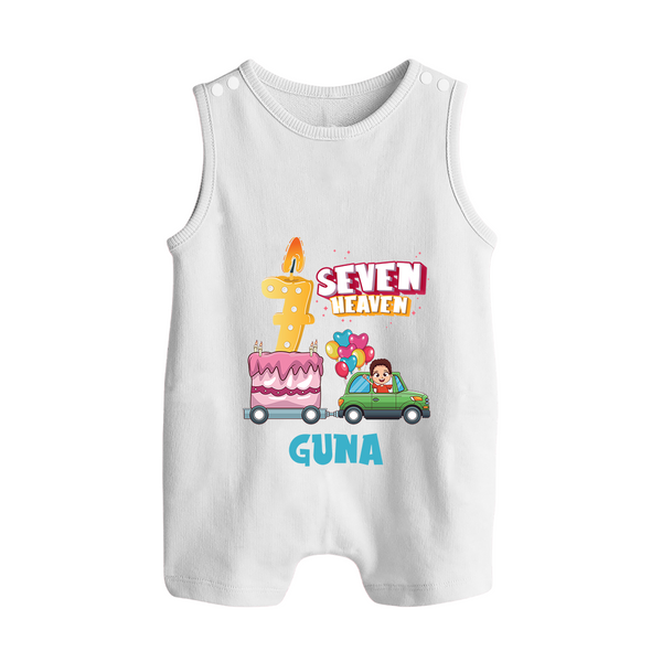 Celebrate 7 Month with Custom Romper Suit/ Sleeveless Romper | Personalized Newborn Outfit | Soft Cotton Comfort - WHITE - 0 - 5 Months Old (Chest 18")