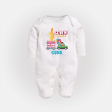 Celebrate 7 Month with Custom Full Sleeve Bodysuit/ Sleep Suit/ Jumpsuit | Personalized Newborn Outfit | Soft Cotton Comfort - WHITE - New Born (Chest 7.5")