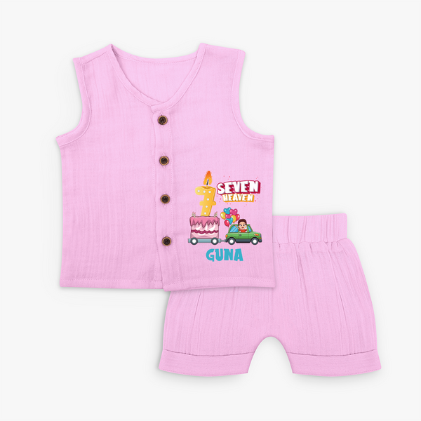 Celebrate 7 Month with Custom Jabla Set | Personalized Newborn Outfit | Soft Cotton Comfort - BABY PINK - 0 - 3 Months Old (Chest 9.8")