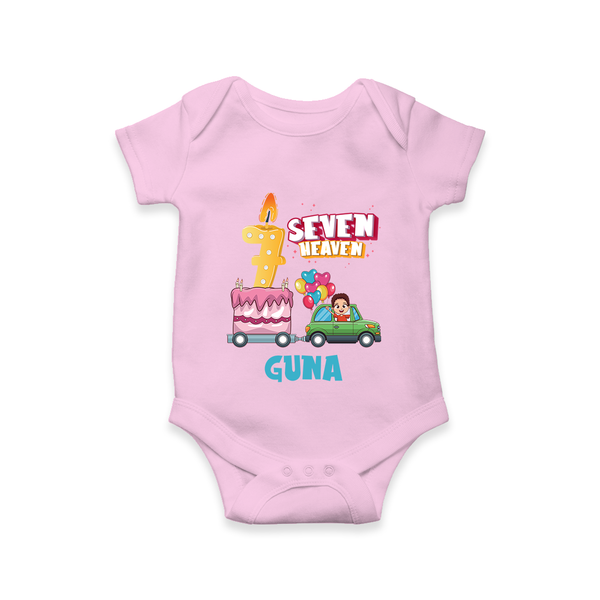 Celebrate 7 Month with Custom Romper | Personalized Newborn Outfit | Soft Cotton Comfort - BABY PINK - New Born (Chest 14")