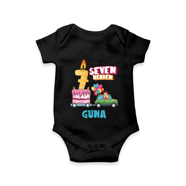 Celebrate 7 Month with Custom Romper | Personalized Newborn Outfit | Soft Cotton Comfort - BLACK - New Born (Chest 14")