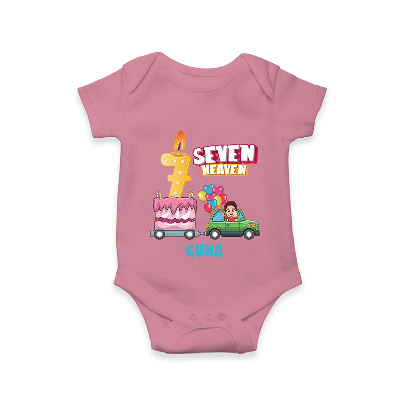 Celebrate Your Babies 7th Month With "SEVEN HEAVEN" - Customized Romper For Babies With Name - ONION - 0 - 3 Months Old (Chest 16")