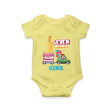 Celebrate 7 Month with Custom Romper | Personalized Newborn Outfit | Soft Cotton Comfort - PASTEL YELLOW - New Born (Chest 14")