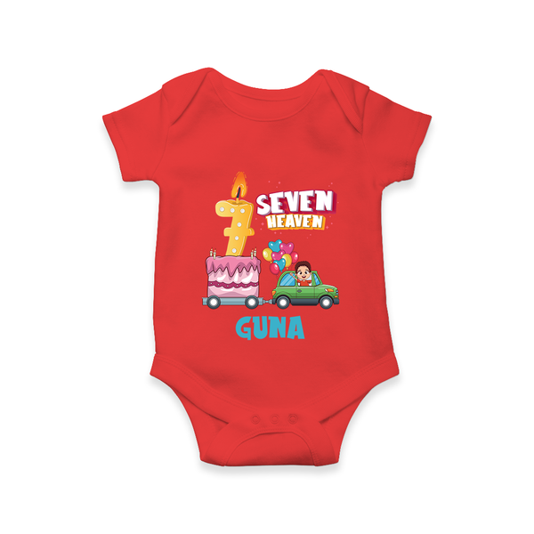 Celebrate 7 Month with Custom Romper | Personalized Newborn Outfit | Soft Cotton Comfort - RED - New Born (Chest 14")