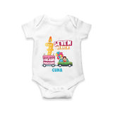 Celebrate Your Babies 7th Month With "SEVEN HEAVEN" - Customized Romper For Babies With Name - WHITE - 0 - 3 Months Old (Chest 16")