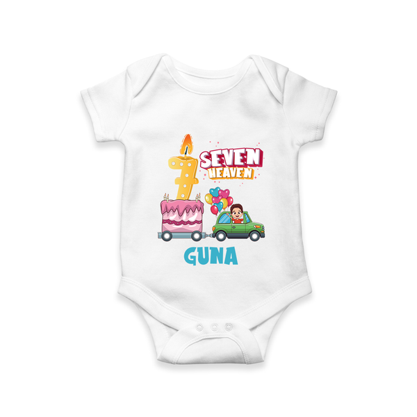 Celebrate 7 Month with Custom Romper | Personalized Newborn Outfit | Soft Cotton Comfort - WHITE - New Born (Chest 14")