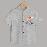 Celebrate Your Kids 7th Year Birthday With "SEVEN HEAVEN" - Personalized Birthday Shirts with Customized Name - GREY MELANGE - 0 - 6 Months Old (Chest 23")