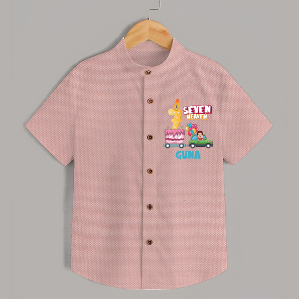 Celebrate 7 Month with Custom Shirt | Personalized Newborn Outfit | Soft Cotton Comfort - PEACH - 0 - 6 Months Old (Chest 23")