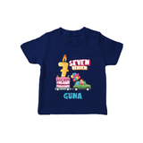 Celebrate 7 Month with Custom T-Shirt | Personalized Newborn Outfit | Soft Cotton Comfort - NAVY BLUE - 0-5 Months Old (Chest 17")