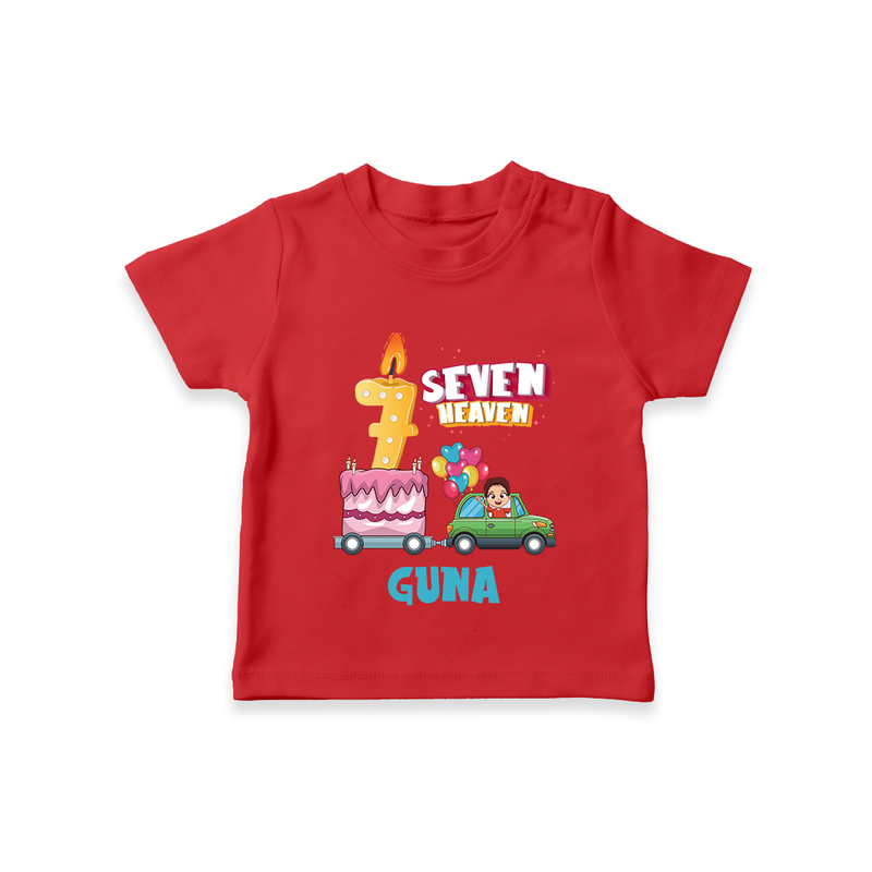 Celebrate 7 Month with Custom T-Shirt | Personalized Newborn Outfit | Soft Cotton Comfort - RED - 0-5 Months Old (Chest 17")