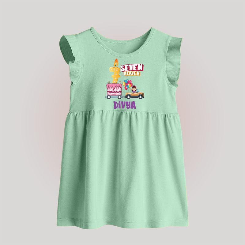 Monthly Milestone Baby Baby Frock -7th Month | Personalized Print | Cute & Comfortable - MINT GREEN - 0 - 3 Months Old (Chest 17")