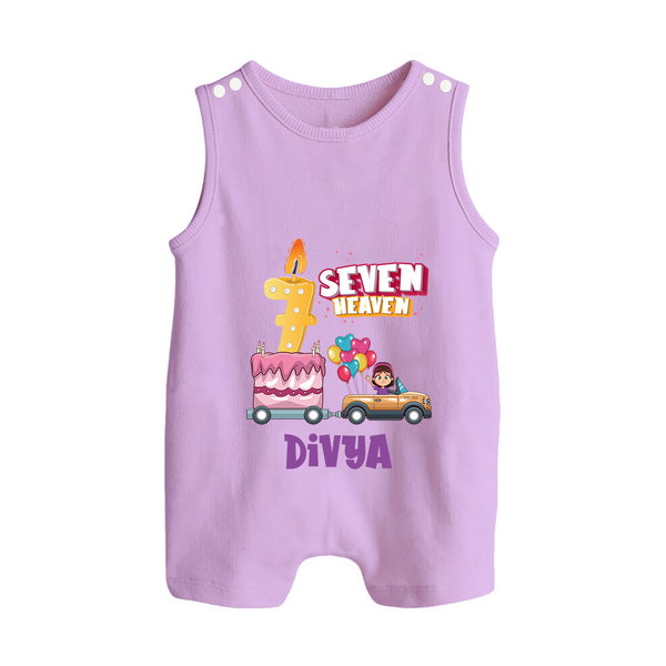 Monthly Milestone Baby Romper Suit/ Sleeveless Romper -7th Month | Personalized Print | Cute & Comfortable - LILAC - 0 - 5 Months Old (Chest 18")