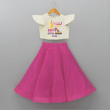 Celebrate Your Kids 7th Year Birthday With "SEVEN HEAVEN" - Personalized Birthday Crop Top And Skirt with Customized Name For Girls - FUSCHIA - 6 - 9 Months Old (Chest 20" , Frock Waist 20")