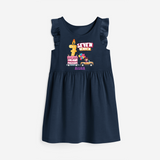 Seven Heaven 7th Birthday – Personalized Name Frock for Girls - NAVY BLUE - 0 - 6 Months Old (Chest 18")