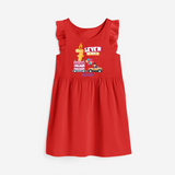 Seven Heaven 7th Birthday – Personalized Name Frock for Girls - RED - 0 - 6 Months Old (Chest 18")