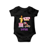 Monthly Milestone Baby Bodysuit -7th Month | Personalized Print | Cute & Comfortable - BLACK - New Born (Chest 14")