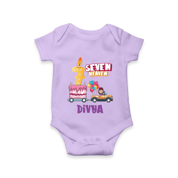 Monthly Milestone Baby Bodysuit -7th Month | Personalized Print | Cute & Comfortable - LILAC - New Born (Chest 14")