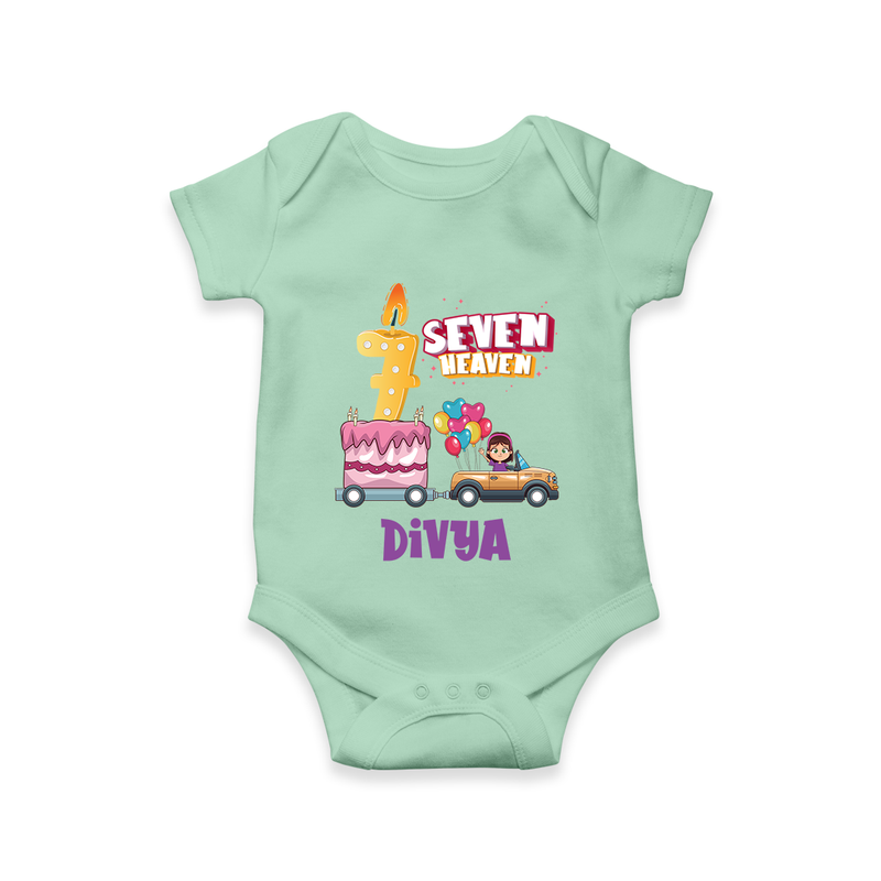 Monthly Milestone Baby Bodysuit -7th Month | Personalized Print | Cute & Comfortable - MINT GREEN - New Born (Chest 14")