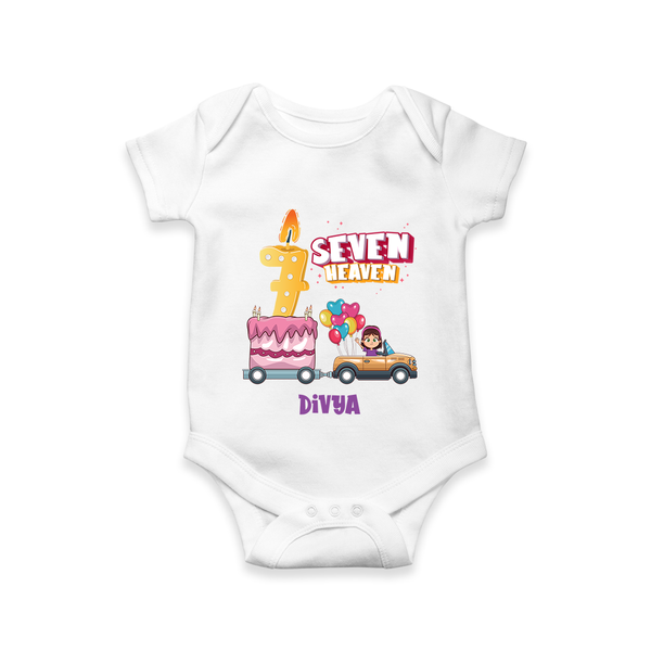 Celebrate Your Bundle Of JoyÕs 7th Month With "SEVEN HEAVEN" - Unique Romper For Babies With Name - WHITE - 0 - 3 Months Old (Chest 16")