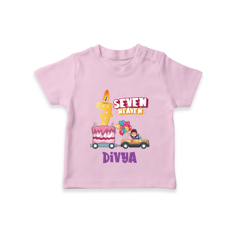 Monthly Milestone Baby T-Shirt -7th Month | Personalized Print | Cute & Comfortable - BABY PINK - 0-5 Months Old (Chest 17")