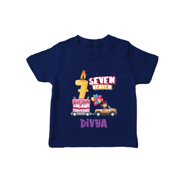 Monthly Milestone Baby T-Shirt -7th Month | Personalized Print | Cute & Comfortable - NAVY BLUE - 0-5 Months Old (Chest 17")