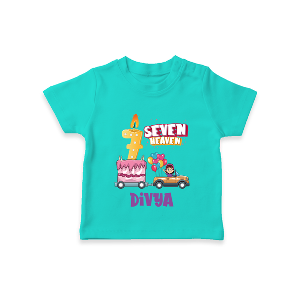 Monthly Milestone Baby T-Shirt -7th Month | Personalized Print | Cute & Comfortable - TEAL - 0-5 Months Old (Chest 17")