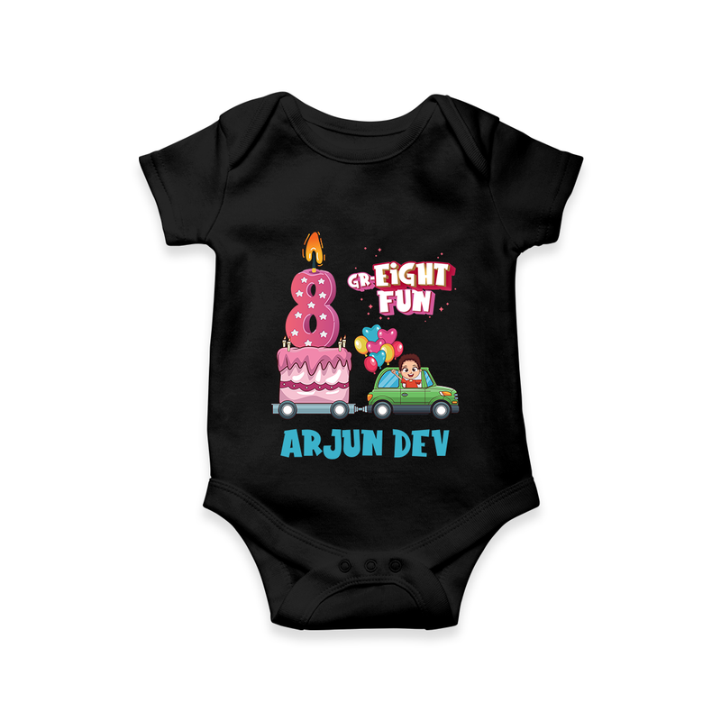 Monthly Milestone Baby Bodysuit -8th Month | Personalized Print | Cute & Comfortable - BLACK - New Born (Chest 14")