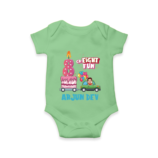 Monthly Milestone Baby Bodysuit -8th Month | Personalized Print | Cute & Comfortable - GREEN - New Born (Chest 14")