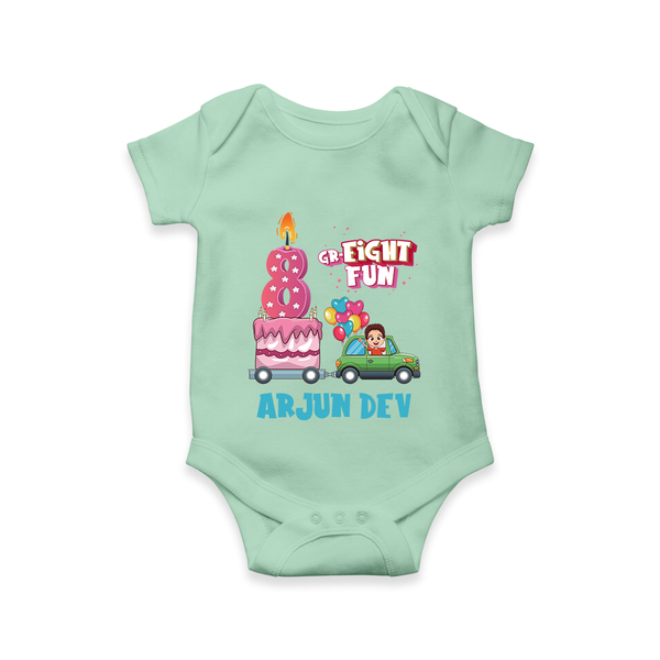 Monthly Milestone Baby Bodysuit -8th Month | Personalized Print | Cute & Comfortable - MINT GREEN - New Born (Chest 14")