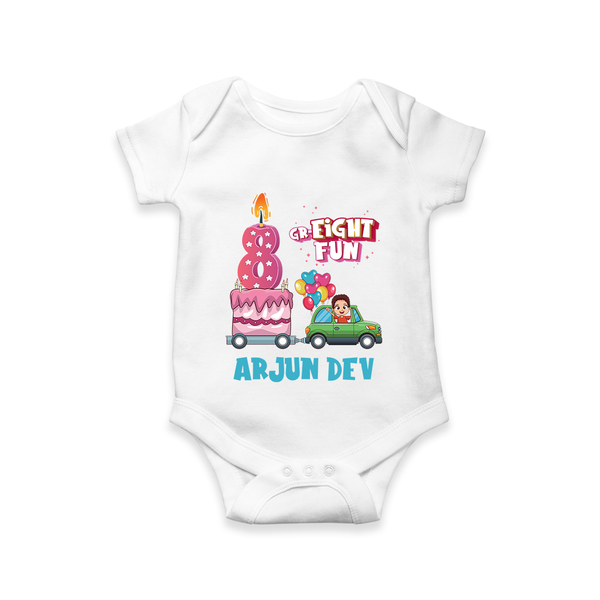 Monthly Milestone Baby Bodysuit -8th Month | Personalized Print | Cute & Comfortable - WHITE - New Born (Chest 14")