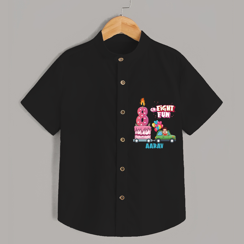 Gr-Eight Fun 8th Birthday – Custom Name Shirt for Boys - BLACK - 0 - 6 Months Old (Chest 21")