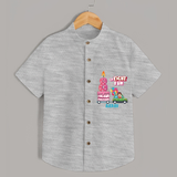 Gr-Eight Fun 8th Birthday – Custom Name Shirt for Boys - GREY MELANGE - 0 - 6 Months Old (Chest 21")