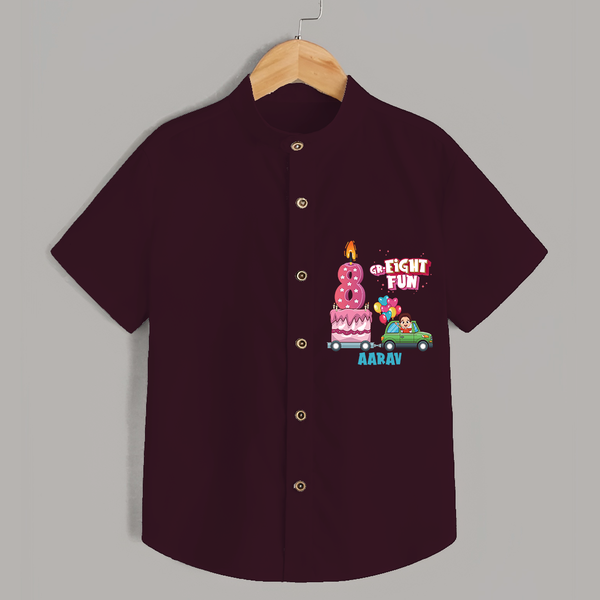 Gr-Eight Fun 8th Birthday – Custom Name Shirt for Boys - MAROON - 0 - 6 Months Old (Chest 21")