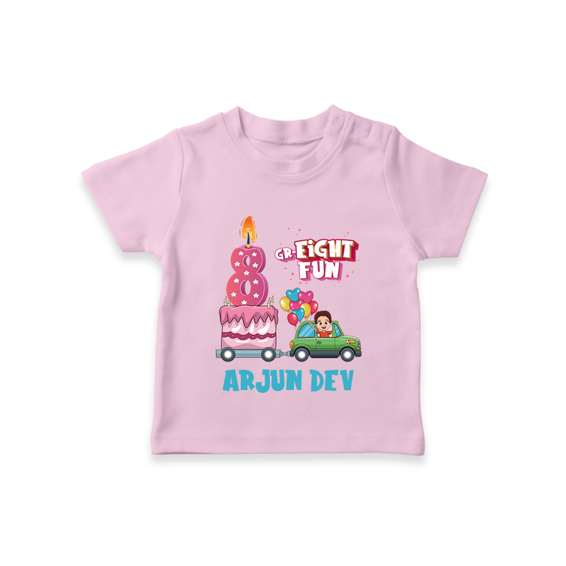 Monthly Milestone Baby T-Shirt -8th Month | Personalized Print | Cute & Comfortable - BABY PINK - 0-5 Months Old (Chest 17")